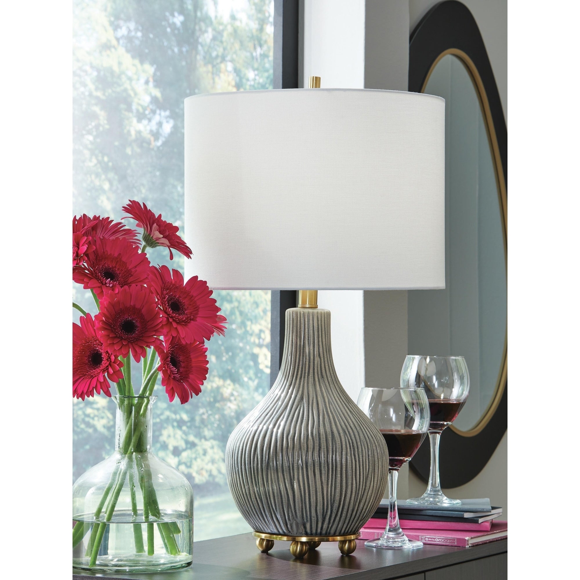 Signature Design By Ashley Judlen Gray Gold Table Lamp 14 W X 14 D X 25 H