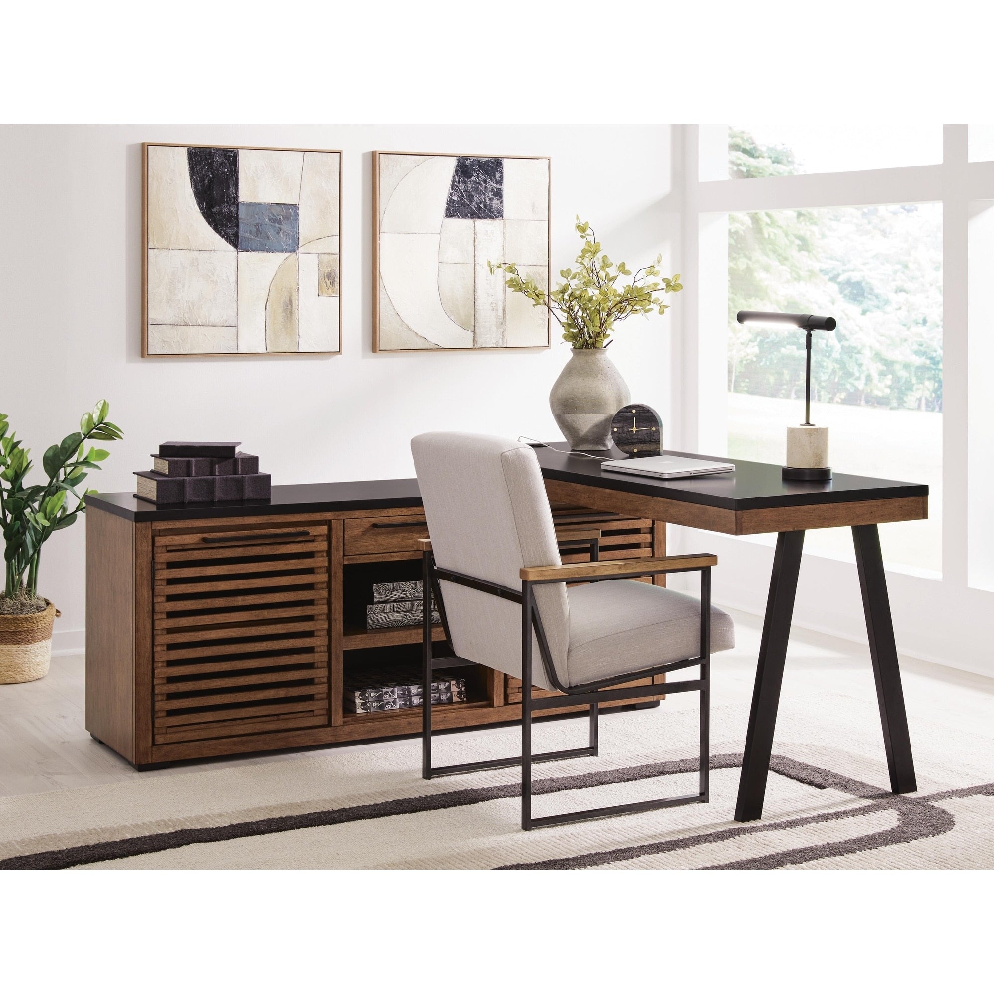 Signature Design By Ashley Kallari Dark Brown Black Credenza With Desk Return 65 W X 66.25 D X 31 H