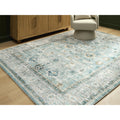 Signature Design By Ashley Ladstoney Teal Beige Gray 8 X 10 Memory Foam Area Rug 77 W X 96 D
