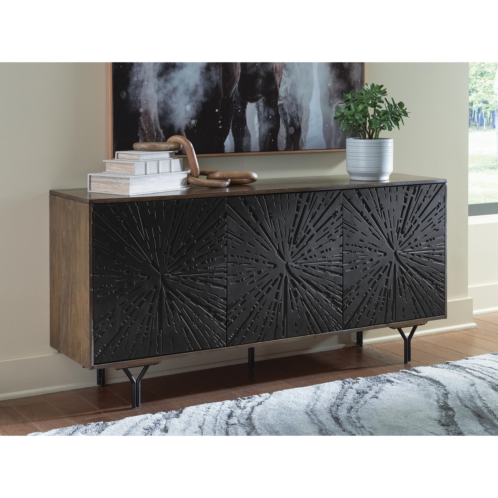 Signature Design By Ashley Lavinmont Brown Accent Cabinet 64.13 W X 16.13 D X 30.13 H