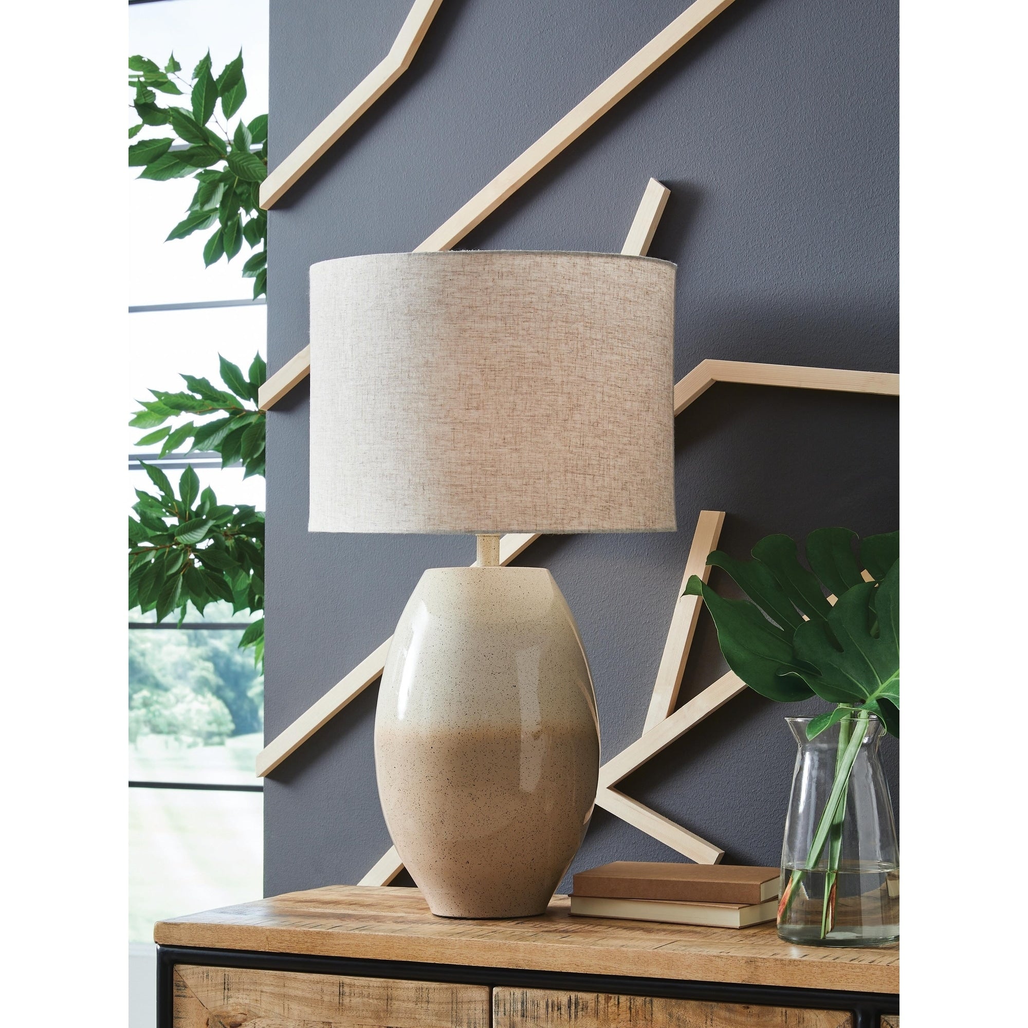 Signature Design By Ashley Linas Beige Cream Table Lamp 16 W X 16 D X 28 H