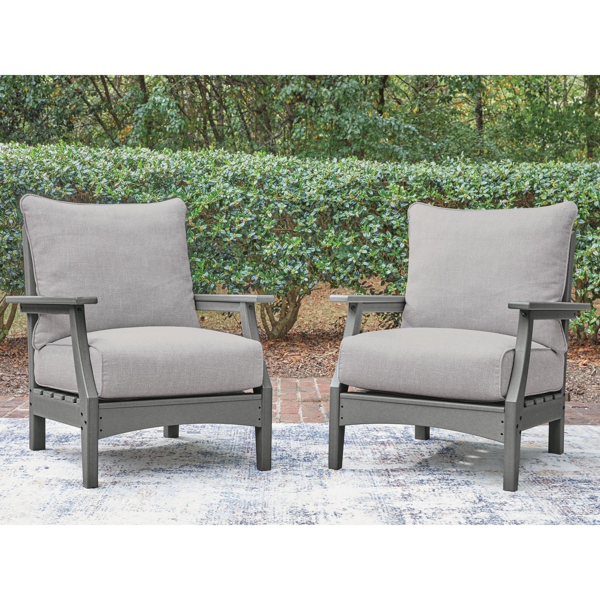 Signature Design By Ashley Lone View Bay Gray Outdoor Lounge Chair With Cushion Set Of 2 30 W X 34 D X 36 H