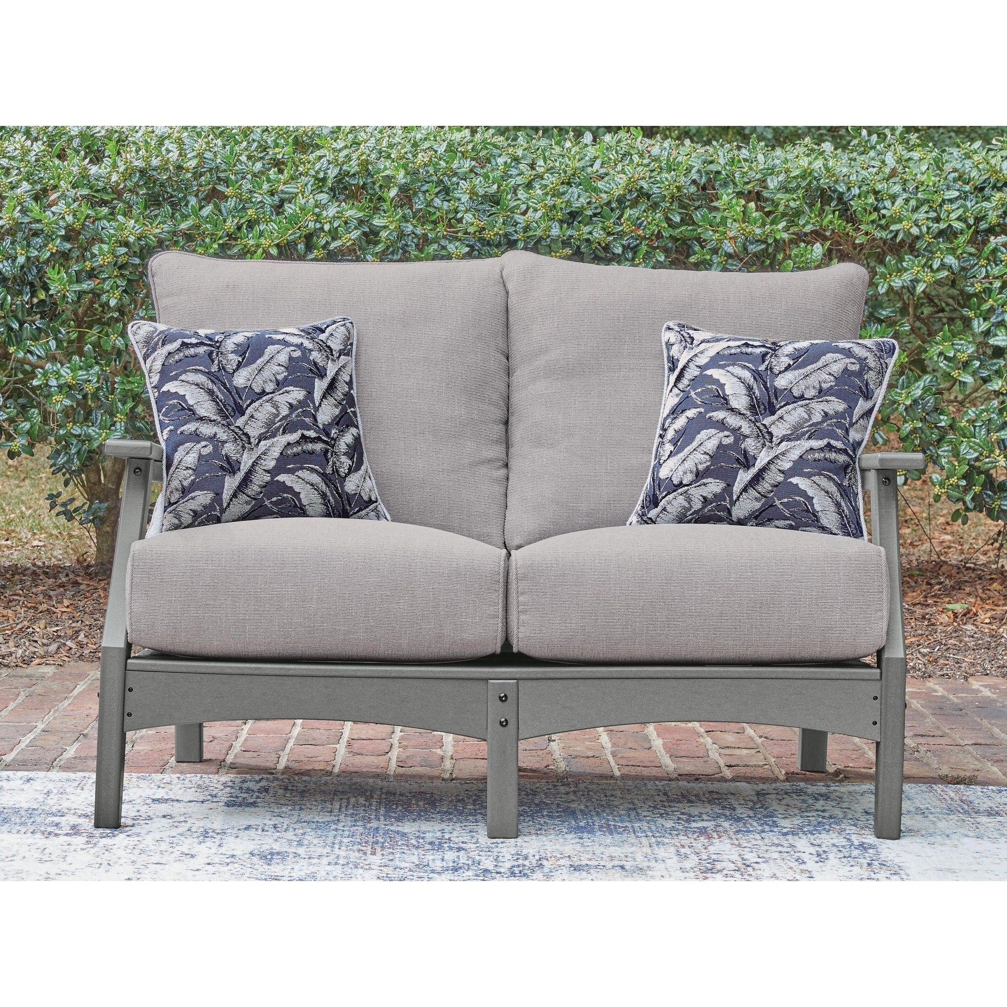 Signature Design By Ashley Lone View Bay Gray Outdoor Loveseat With Cushion