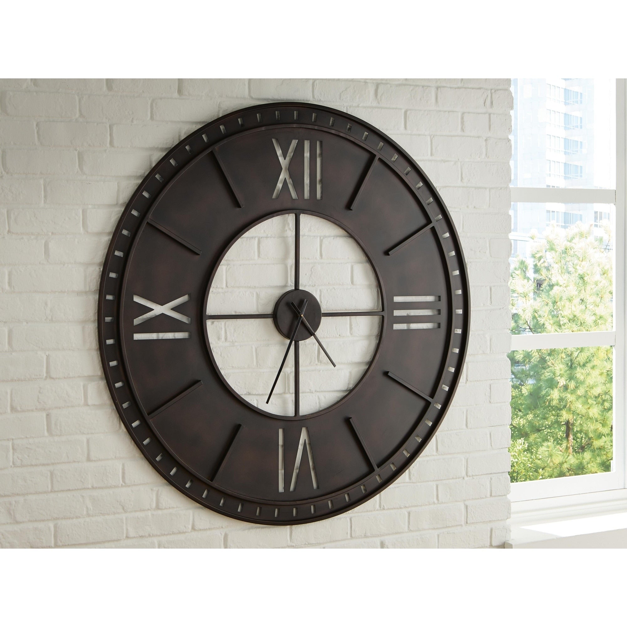 Signature Design By Ashley Lytle Antique Brown Wall Clock 50 W X 1 D X 50 H