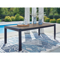Signature Design By Ashley Mabry Shores Navy Blue Brown Outdoor Dining Table 88 W X 42 D X 29 H