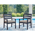 Signature Design By Ashley Mabry Shores Navy Blue Gray Outdoor Arm Chair With Cushion Set Of 2 24 W X 25 D X 36 H