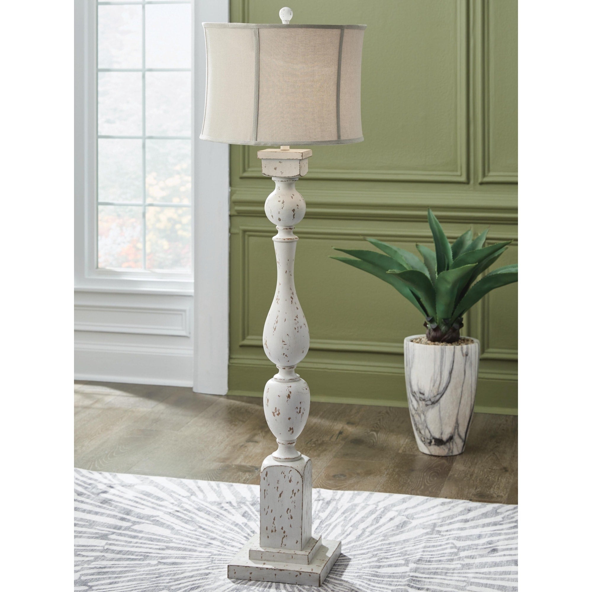 Signature Design By Ashley Madsbrook White Beige Floor Lamp 18.38 W X 18.38 D X 62.25 H
