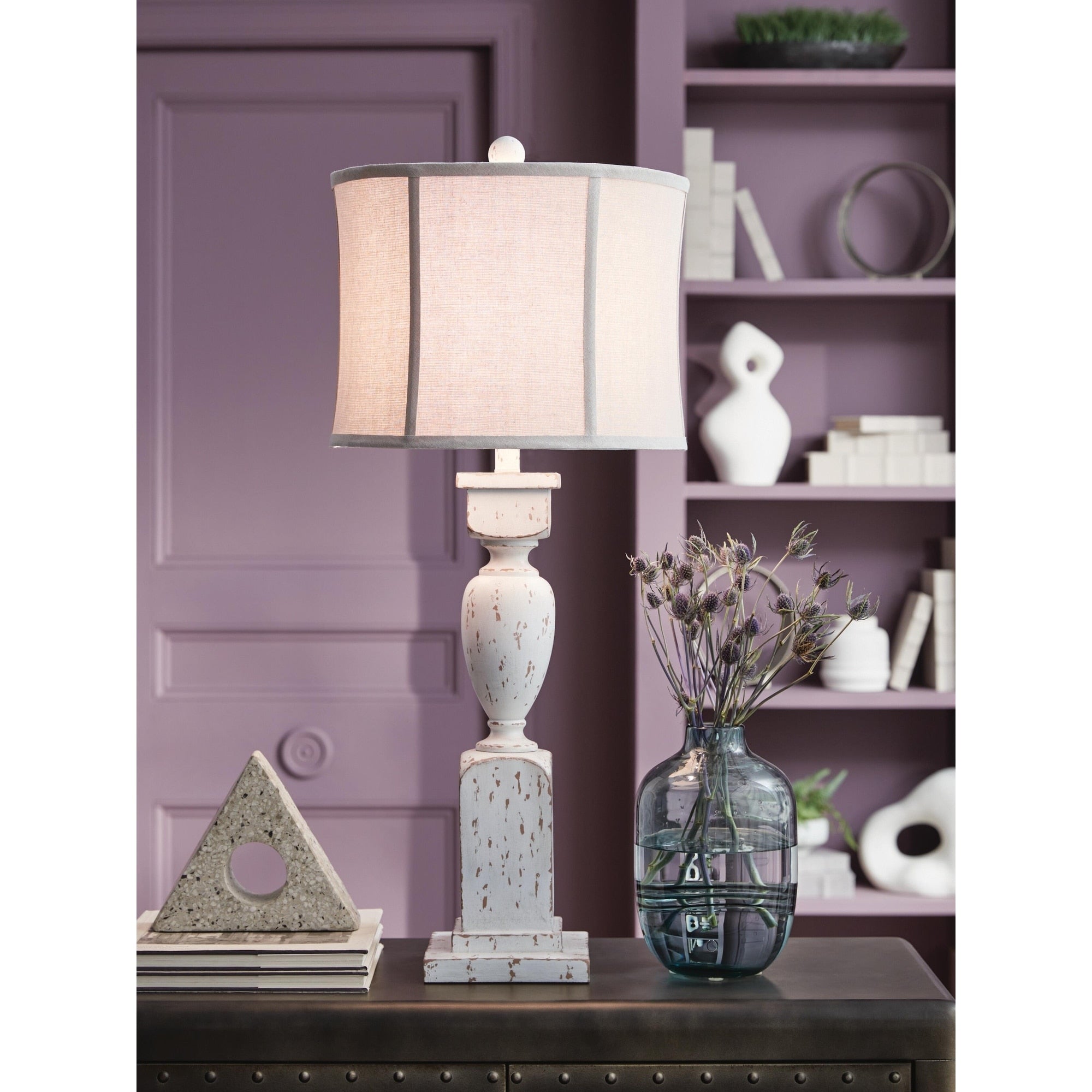 Signature Design By Ashley Madsbrook White Brown Table Lamp 15 W X 15 D X 34 H