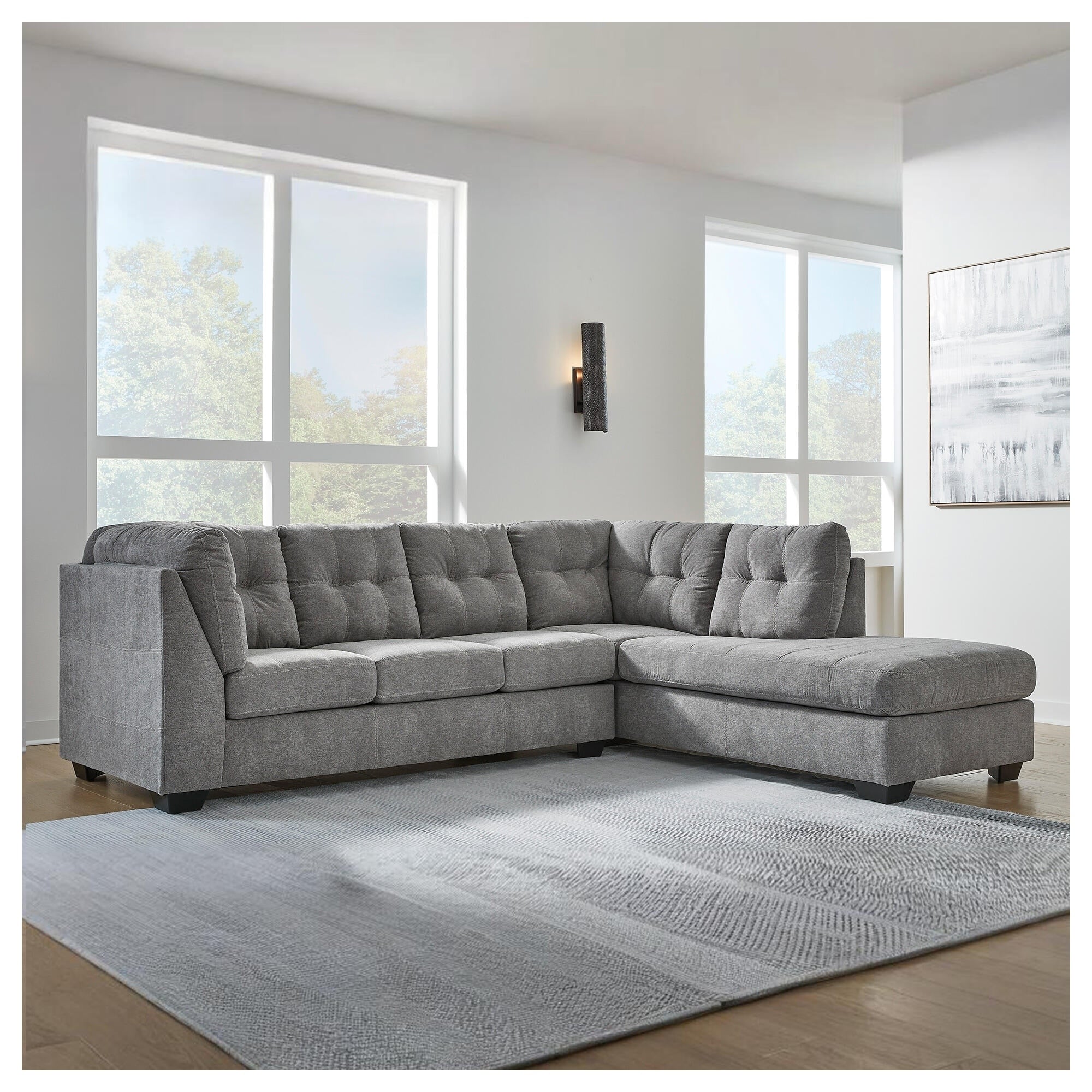 Signature Design By Ashley Marleton Gray 2 Piece Sectional With Chaise 115 W X 91 D X 38 H