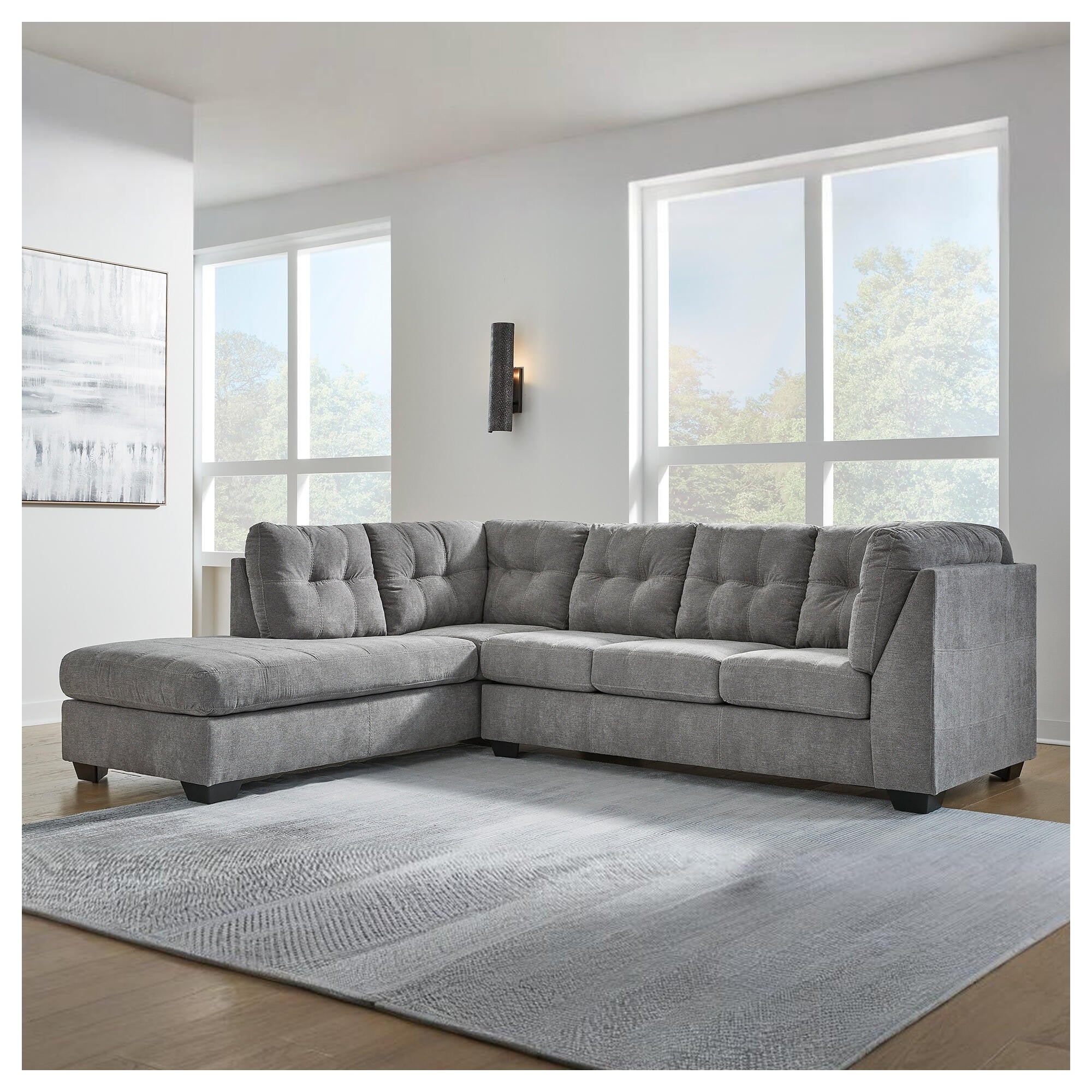 Signature Design By Ashley Marleton Gray 2 Piece Sleeper Sectional With Chaise 115 W X 91 D X 38 H