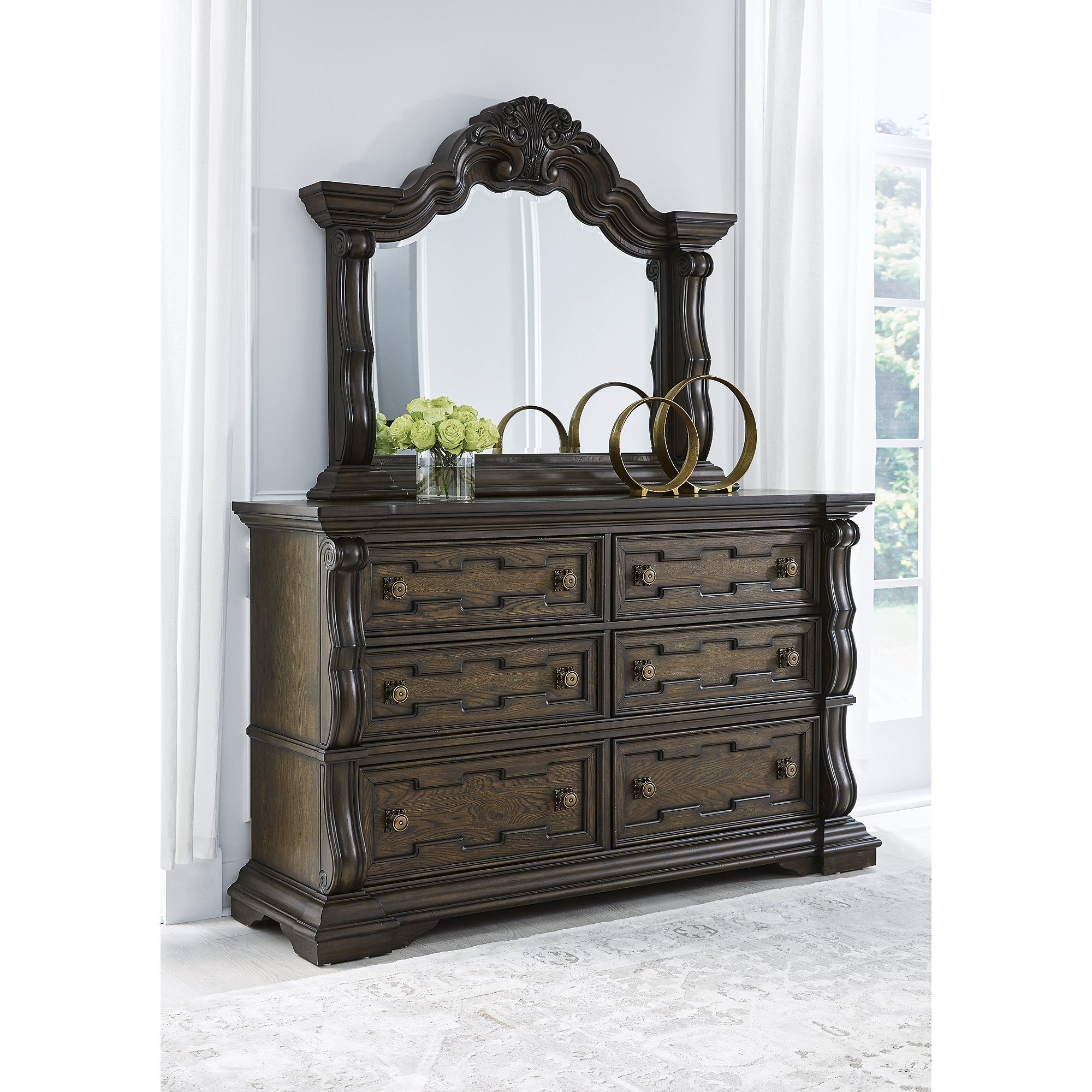 Signature Design By Ashley Maylee Dark Brown Dresser And Mirror