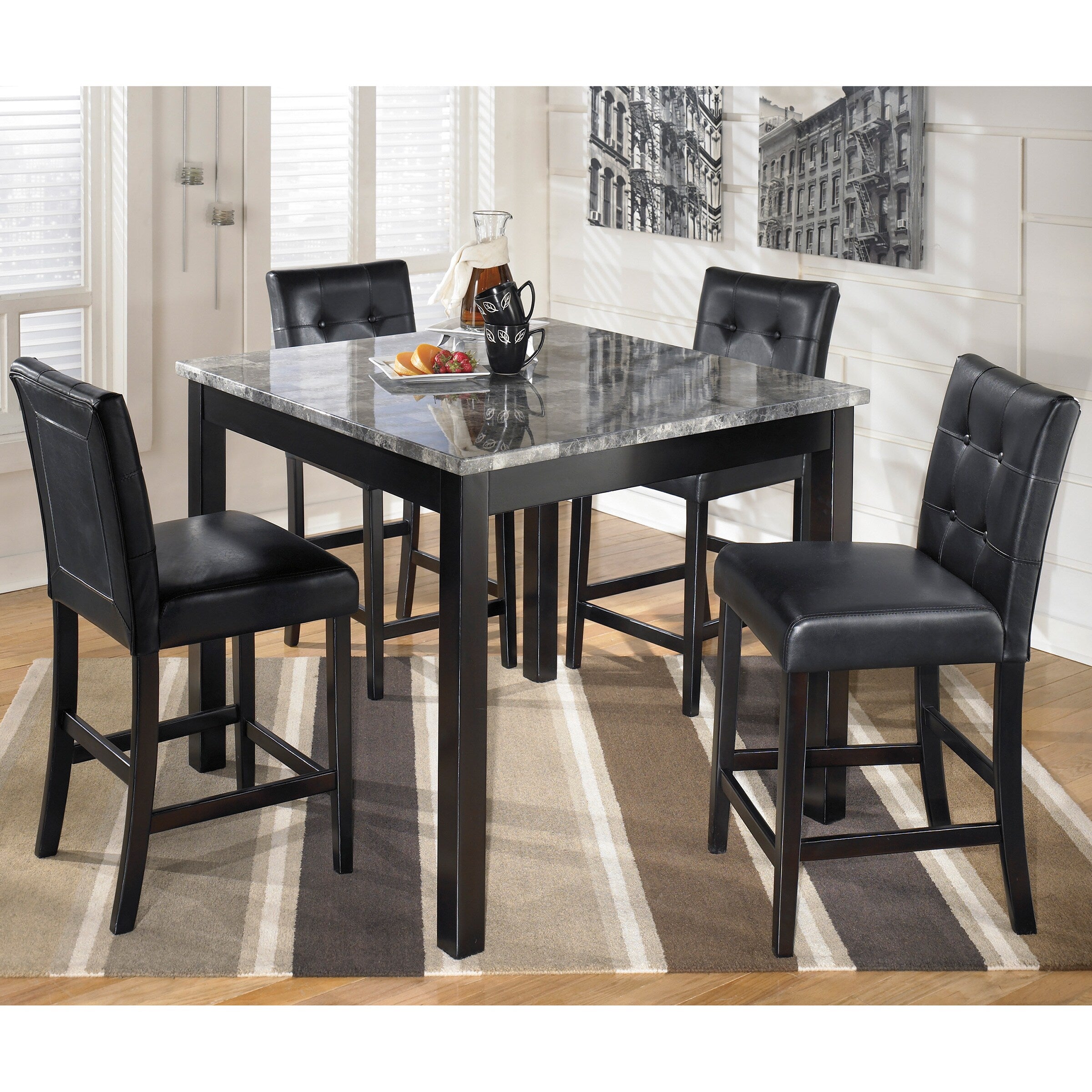 Signature Design By Ashley Maysville Square Black Grey 5 Piece Dining Room Set