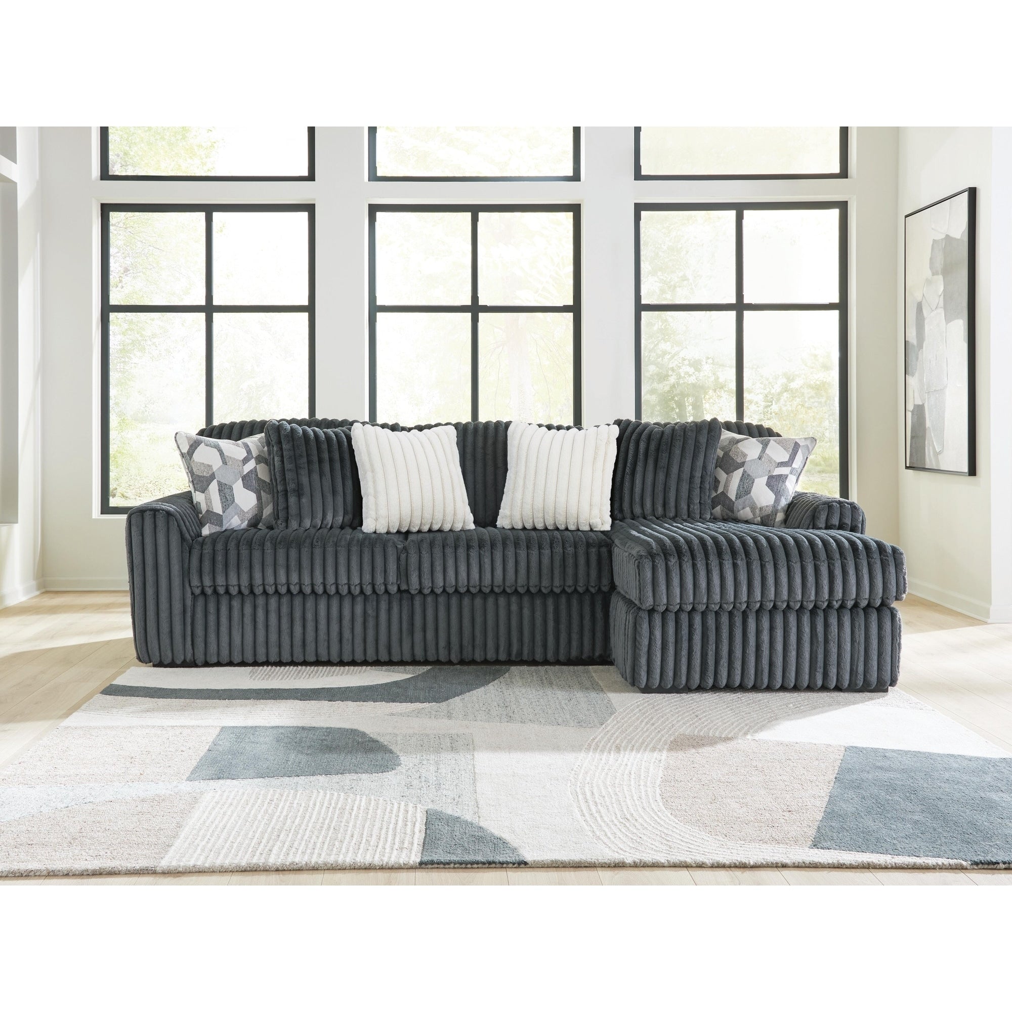 Signature Design By Ashley Midnight Madness Dark Gray 2 Piece Sectional Sofa Chaise 120 W X 65 D X 40 H