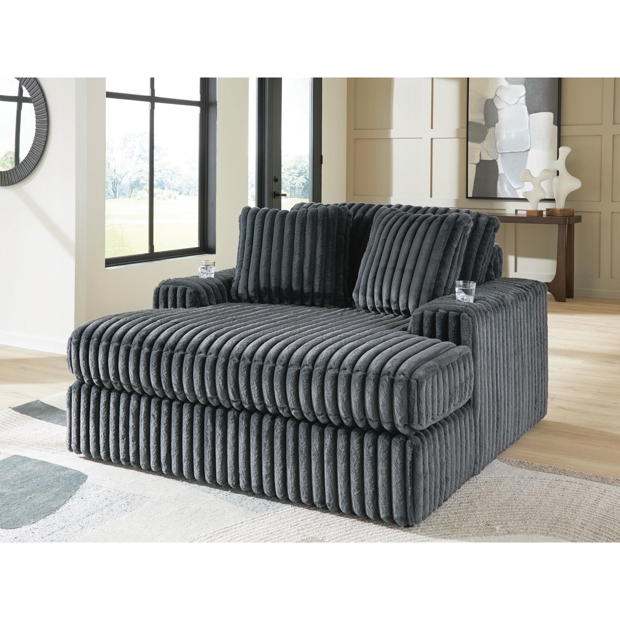 Signature Design By Ashley Midnight Madness Dark Gray Oversized Chaise 64 W X 68 D X 41 H