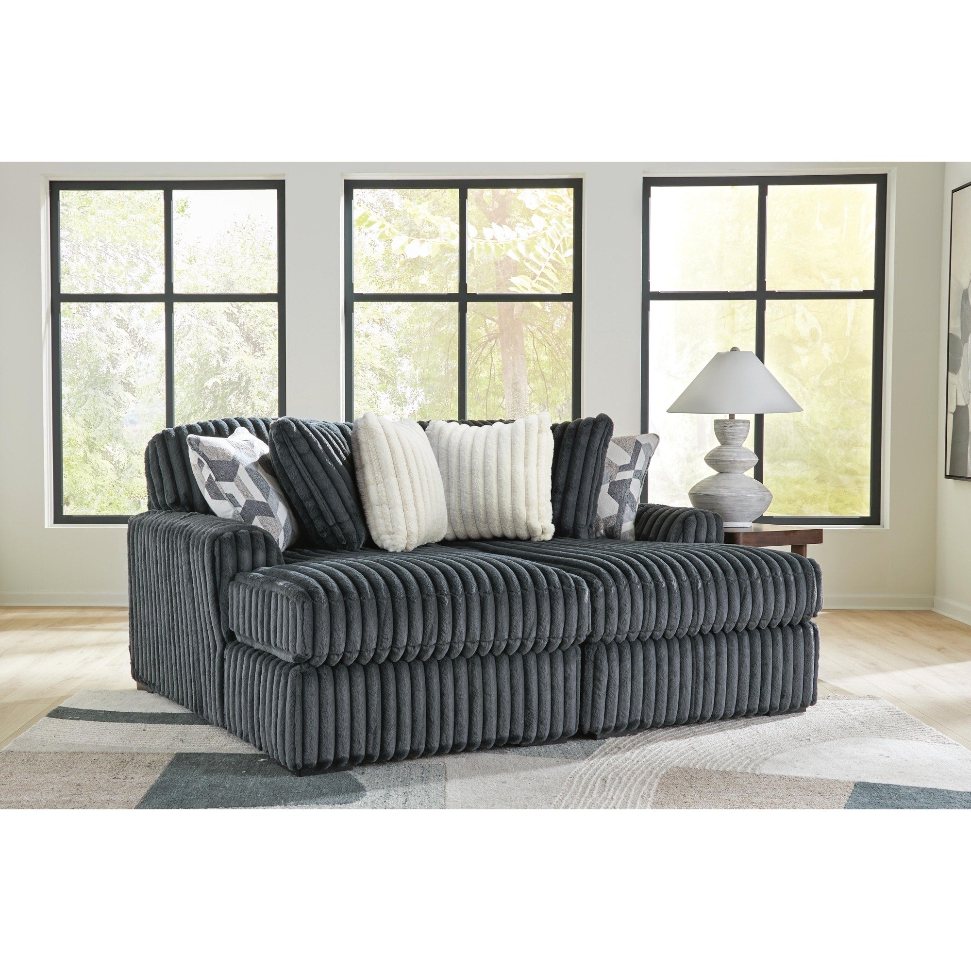 Signature Design By Ashley Midnight Madness Dark Gray Super Chaise 80 W X 65 D X 40 H