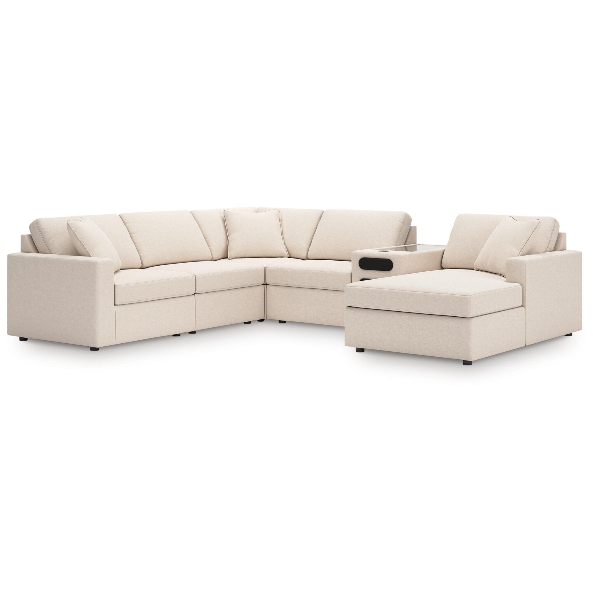 Signature Design By Ashley Modmax Beige 6 Piece Sectional With Audio System And Chaise 107 W X 125 D X 36 H