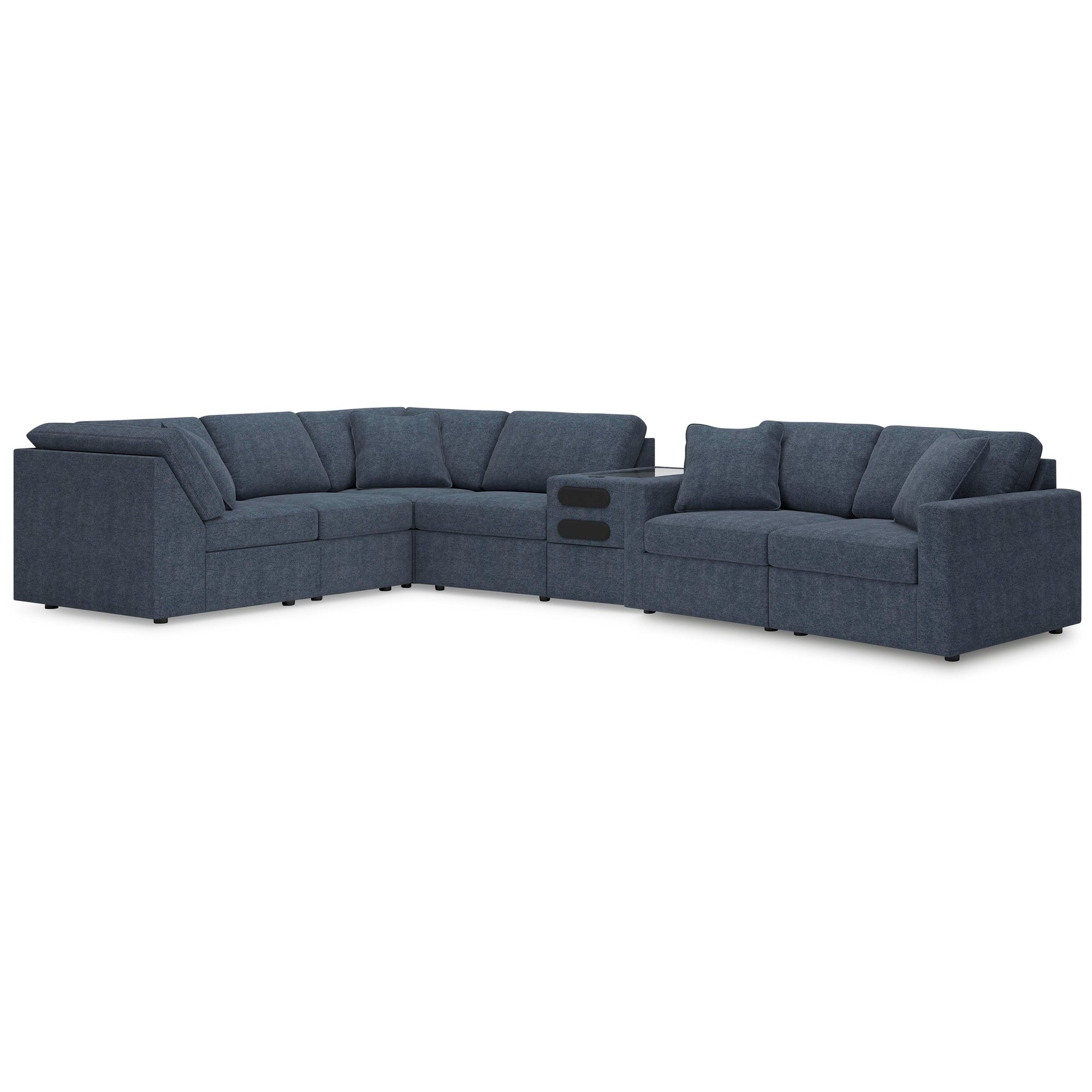 Signature Design By Ashley Modmax Dark Blue 7 Piece Sectional With Audio Console 106 W X 156 D X 36 H