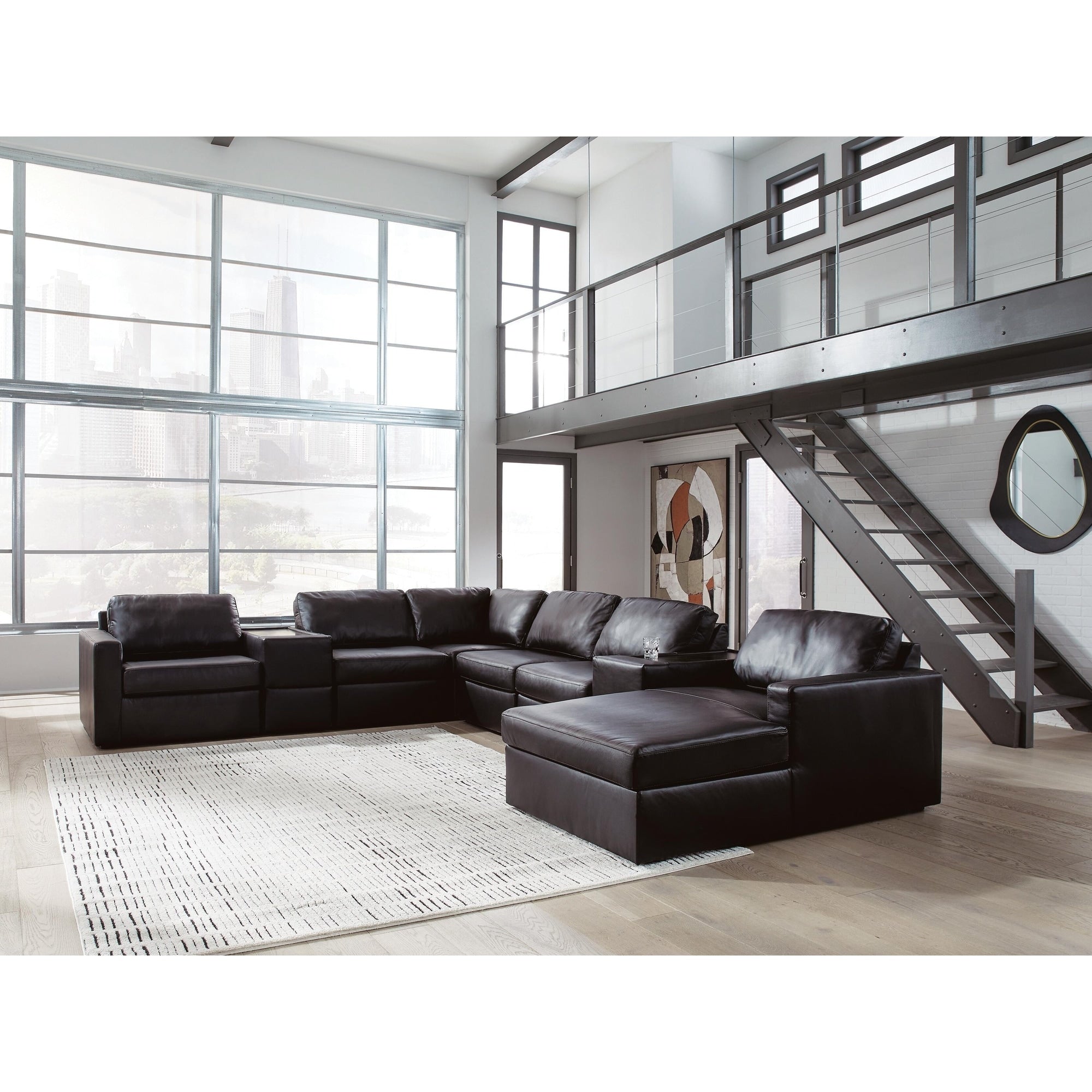 Signature Design By Ashley Modmax Ii Black 8 Piece Sectional With Chaise And Storage Consoles
