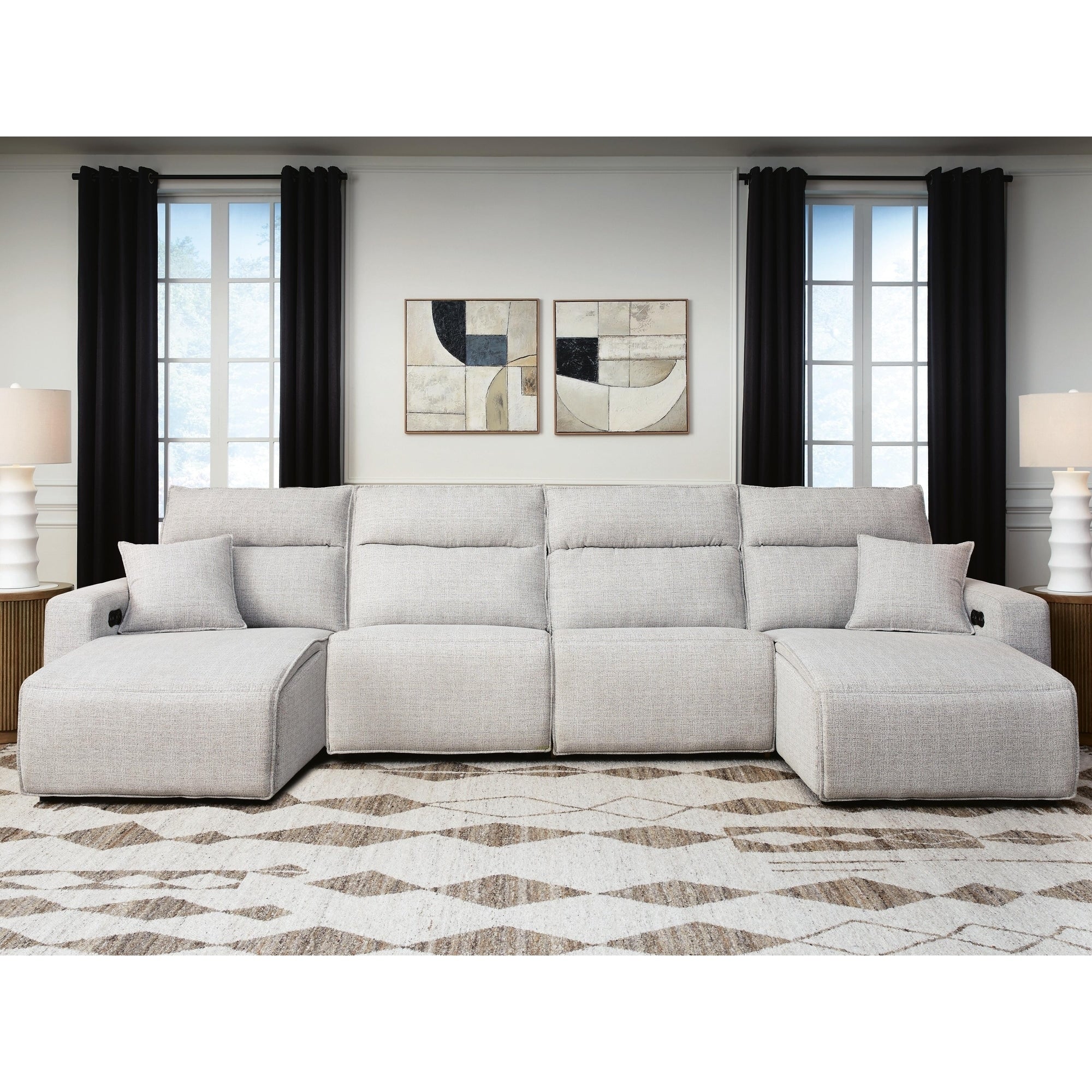 Signature Design By Ashley Modmax Ii Light Beige 4 Piece Power Reclining Sectional With Chaise 152 W X 66 D X 42 H