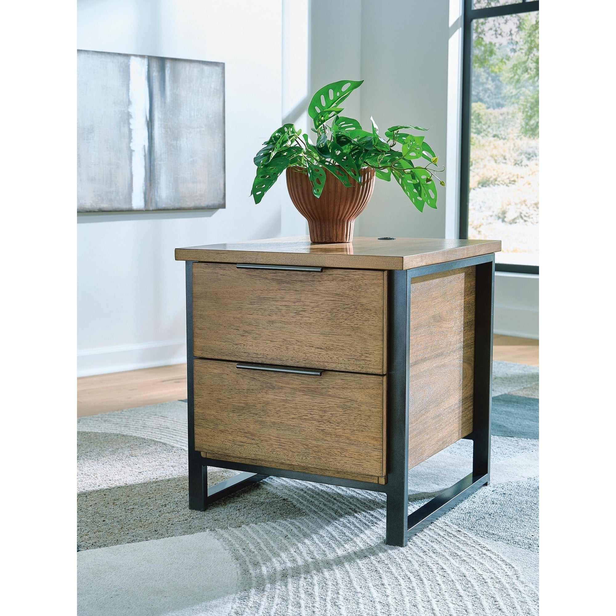Signature Design By Ashley Montia Light Brown Gray End Table 22 W X 24 D X 24 H
