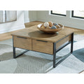 Signature Design By Ashley Montia Light Brown Gray Lift Top Coffee Table 36 W X 36 D X 20 H
