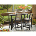 Signature Design By Ashley Moondance Black Beige Outdoor Counter Table And 2 Barstools 55 W X 18 D X 39 H