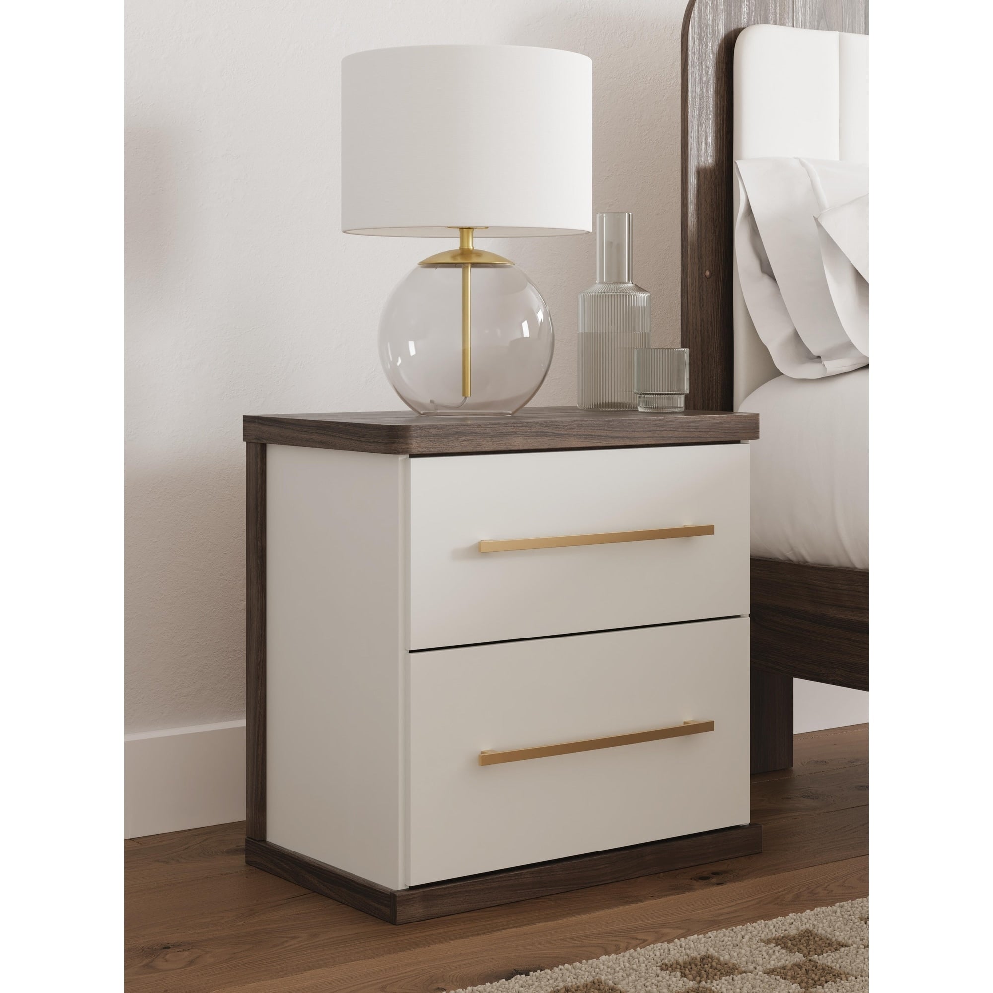 Signature Design By Ashley Nendalane Brown White Nightstand