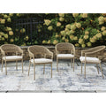 Signature Design By Ashley Ocean Park Beige Outdoor Arm Chair With Cushion Set Of 4 23 W X 26 D X 32 H