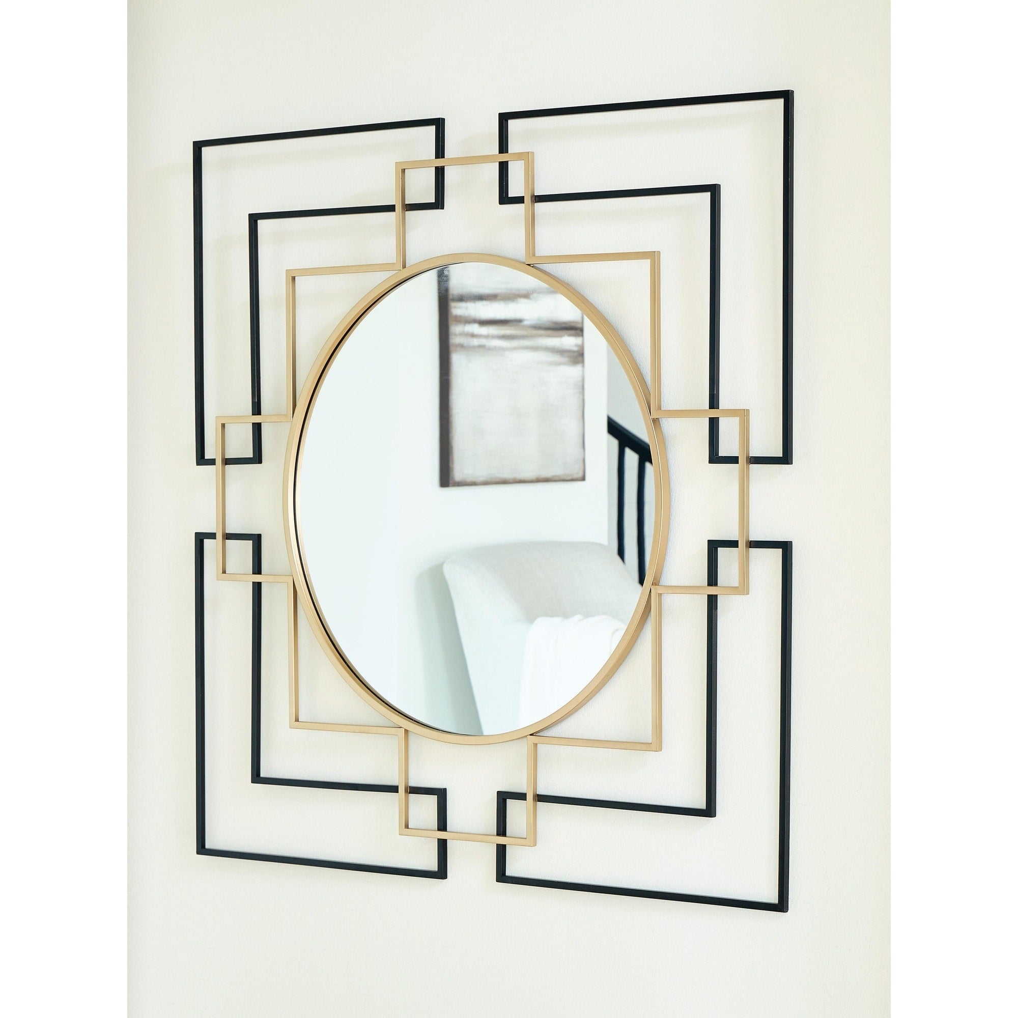 Signature Design By Ashley Oceanal Black Gold Accent Mirror 40 W X 1 D X 40 H