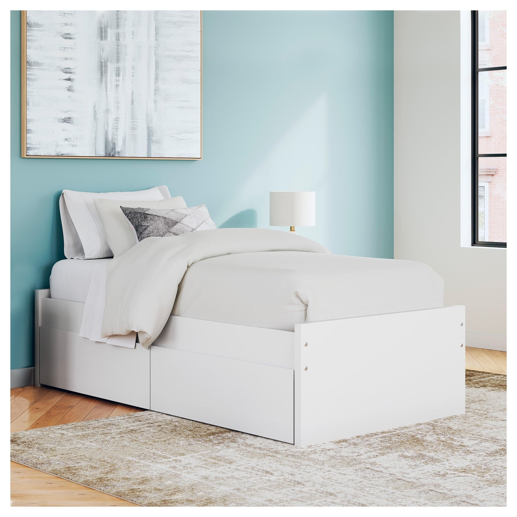 Signature Design By Ashley Onita White Platform Bed With 1 Side Storage