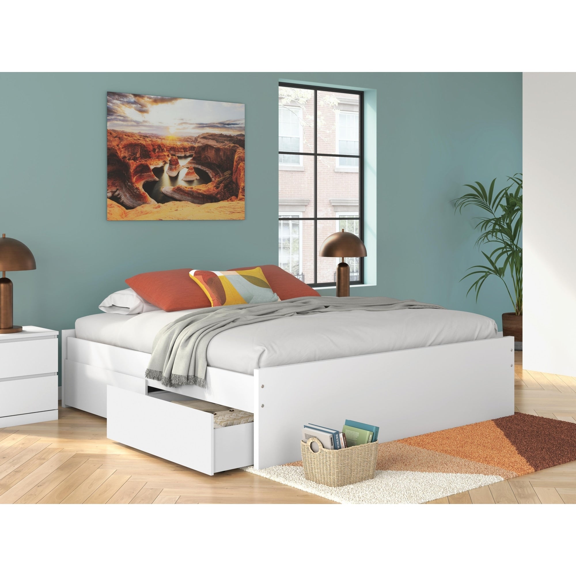 Signature Design By Ashley Onita White Platform Bed With 2 Side Storage