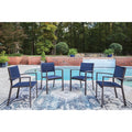 Signature Design By Ashley Point Bonita Blue Gray Outdoor Sling Arm Chair Set Of 4 24 W X 25 D X 35 H