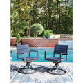 Signature Design By Ashley Point Bonita Blue Gray Outdoor Sling Swivel Chair Set Of 2 24 W X 25 D X 35 H