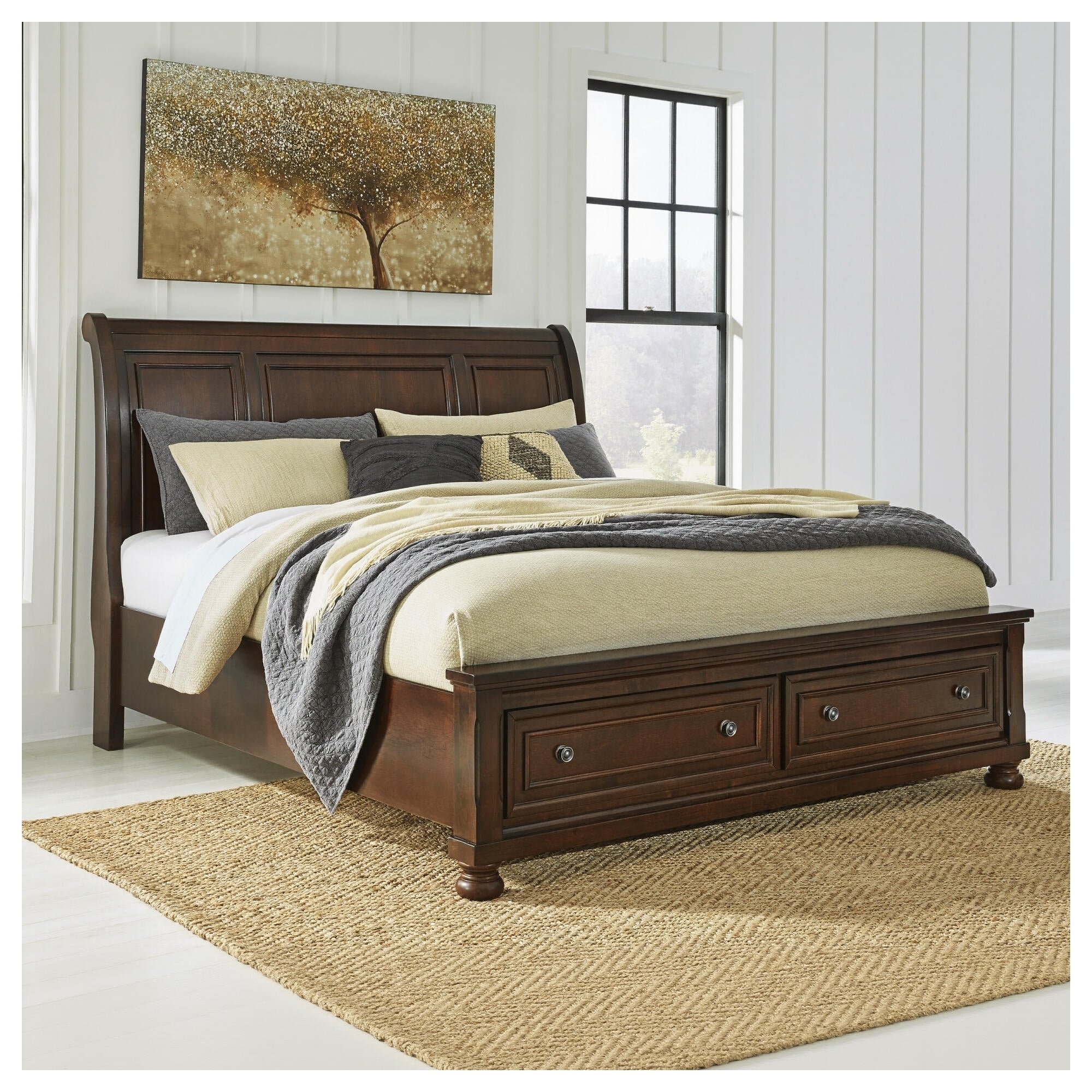 Signature Design By Ashley Porter Dark Brown Sleigh Storage Bed