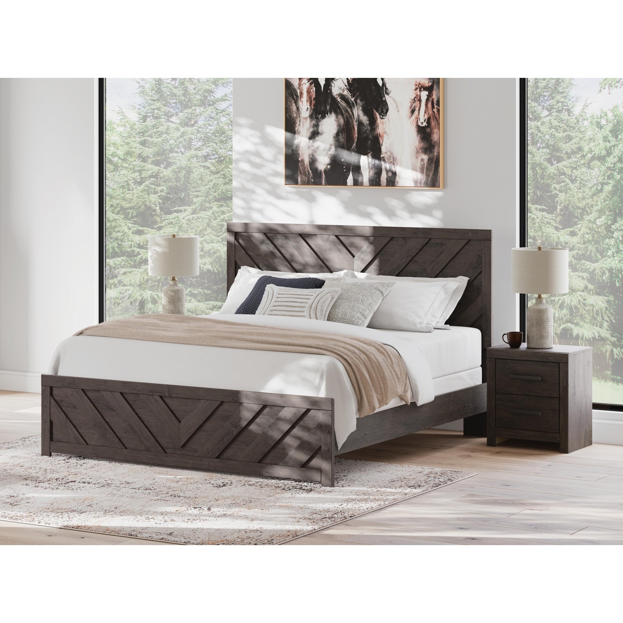 Signature Design By Ashley Prendonea Black Panel Bed