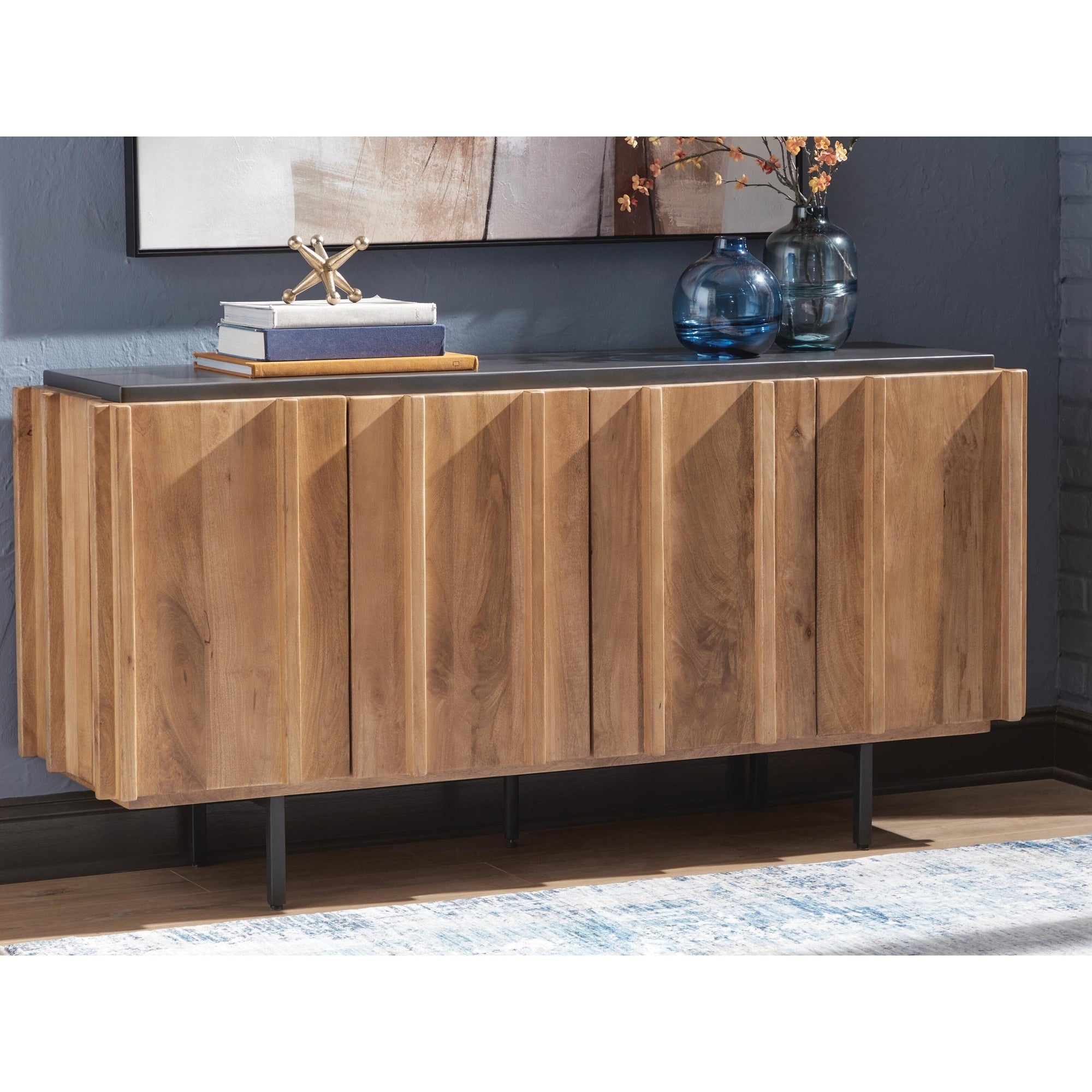 Signature Design By Ashley Quintavious Light Brown Gray Accent Cabinet 66 W X 18 D X 33.63 H