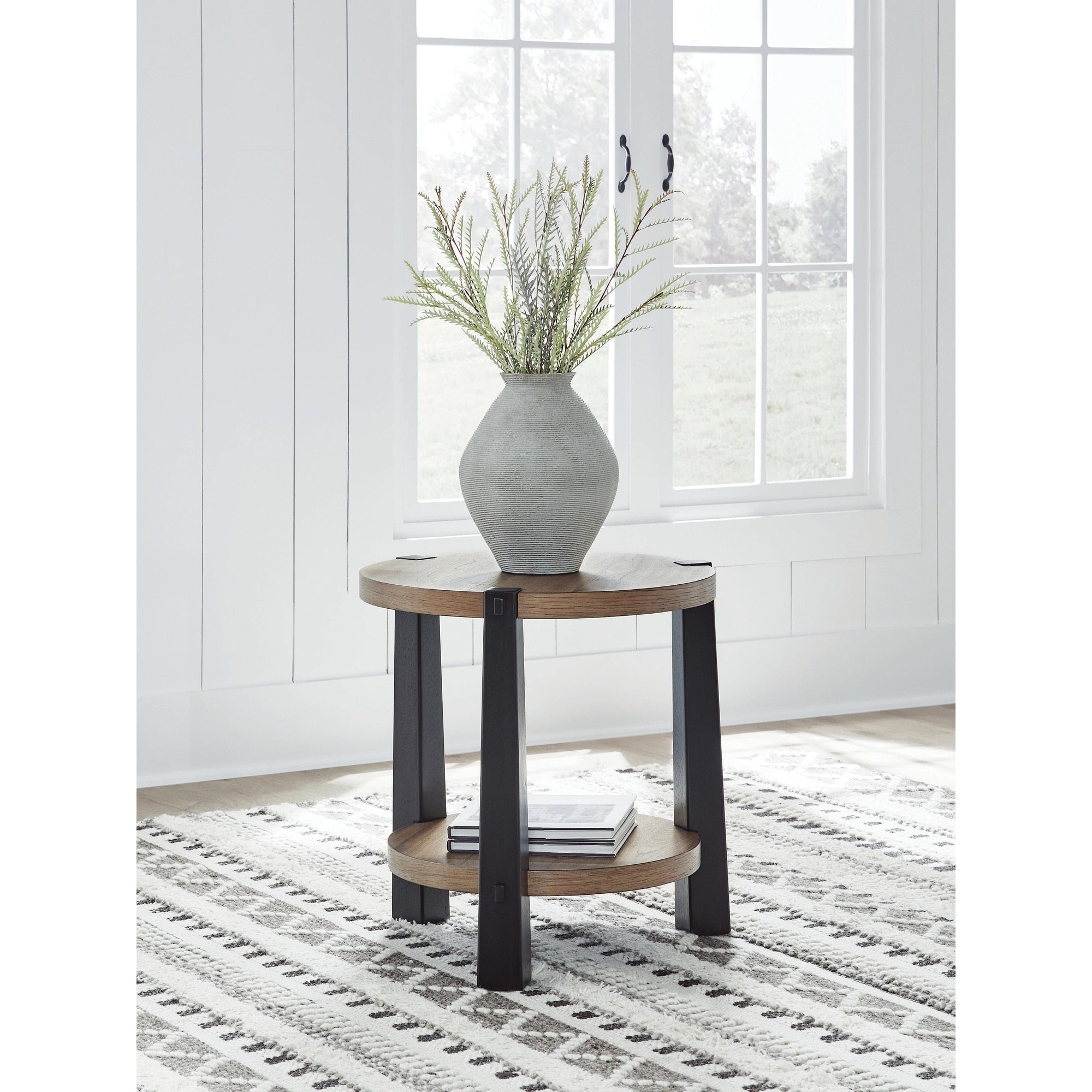 Signature Design By Ashley Ridgester Light Brown Black End Table 22 W X 22 D X 23 H
