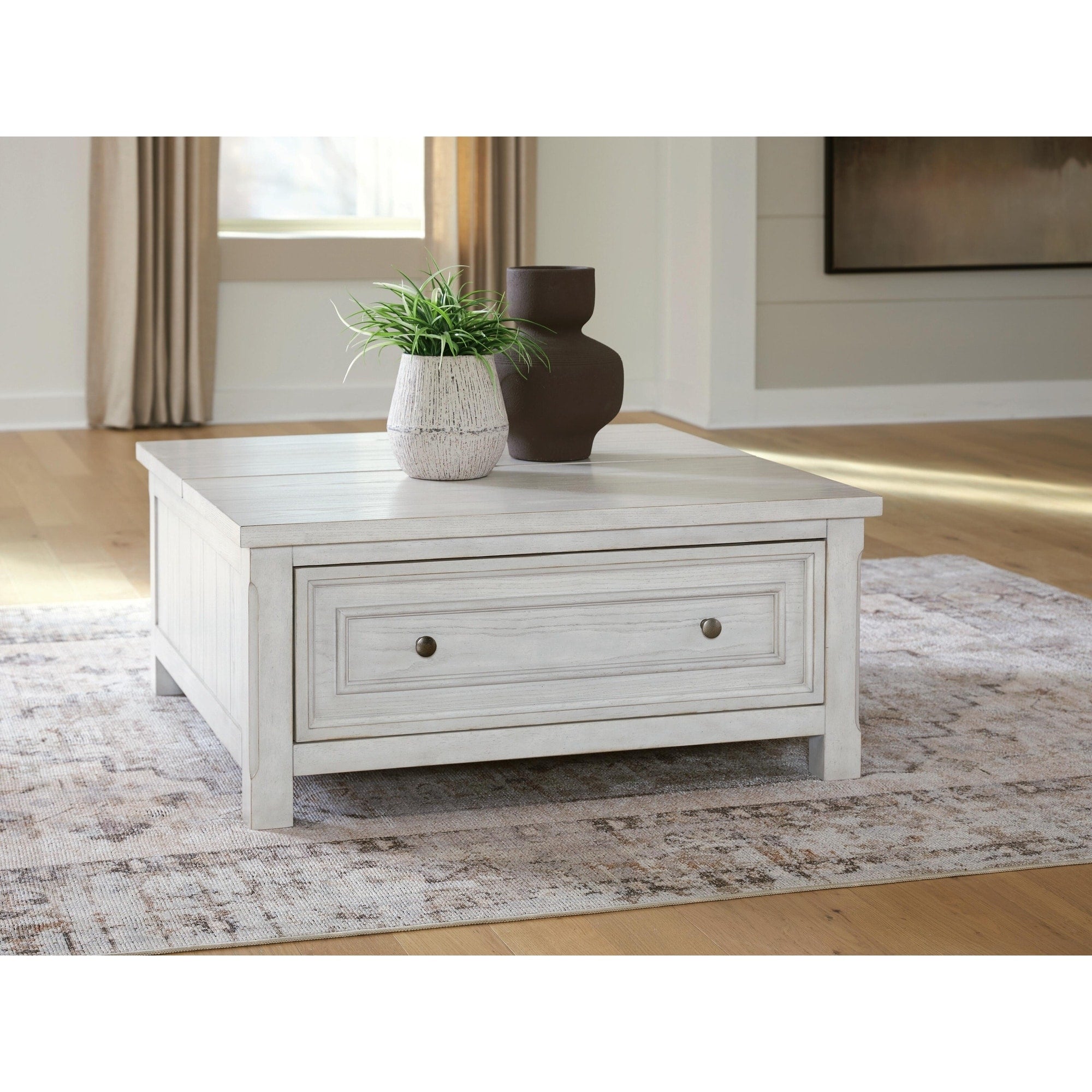 Signature Design By Ashley Robbinsdale Antique White Lift Top Coffee Table 40 W X 40 D X 18 H