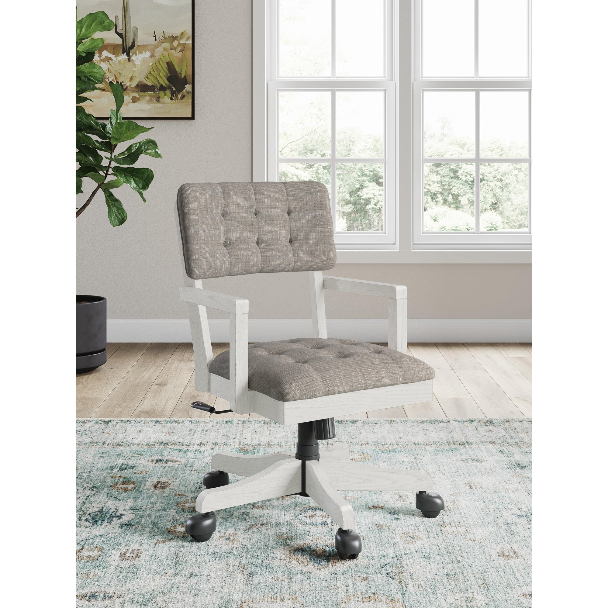 Signature Design By Ashley Robbinsdale White Gray Home Office Desk Chair 25 W X 25 D X 37 H