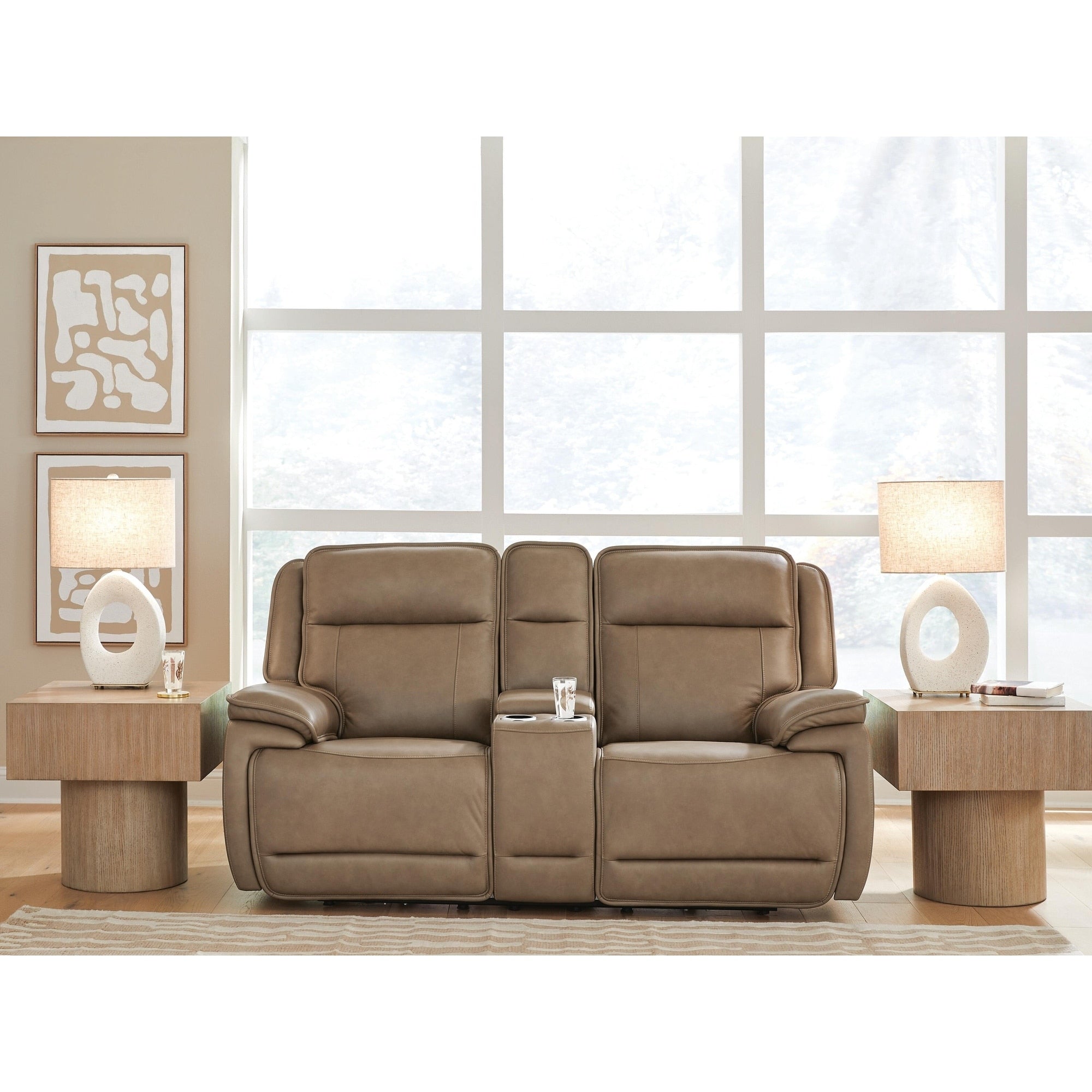 Signature Design By Ashley Rondelay Brown Power Reclining Loveseat With Console 80 W X 42 D X 42 H