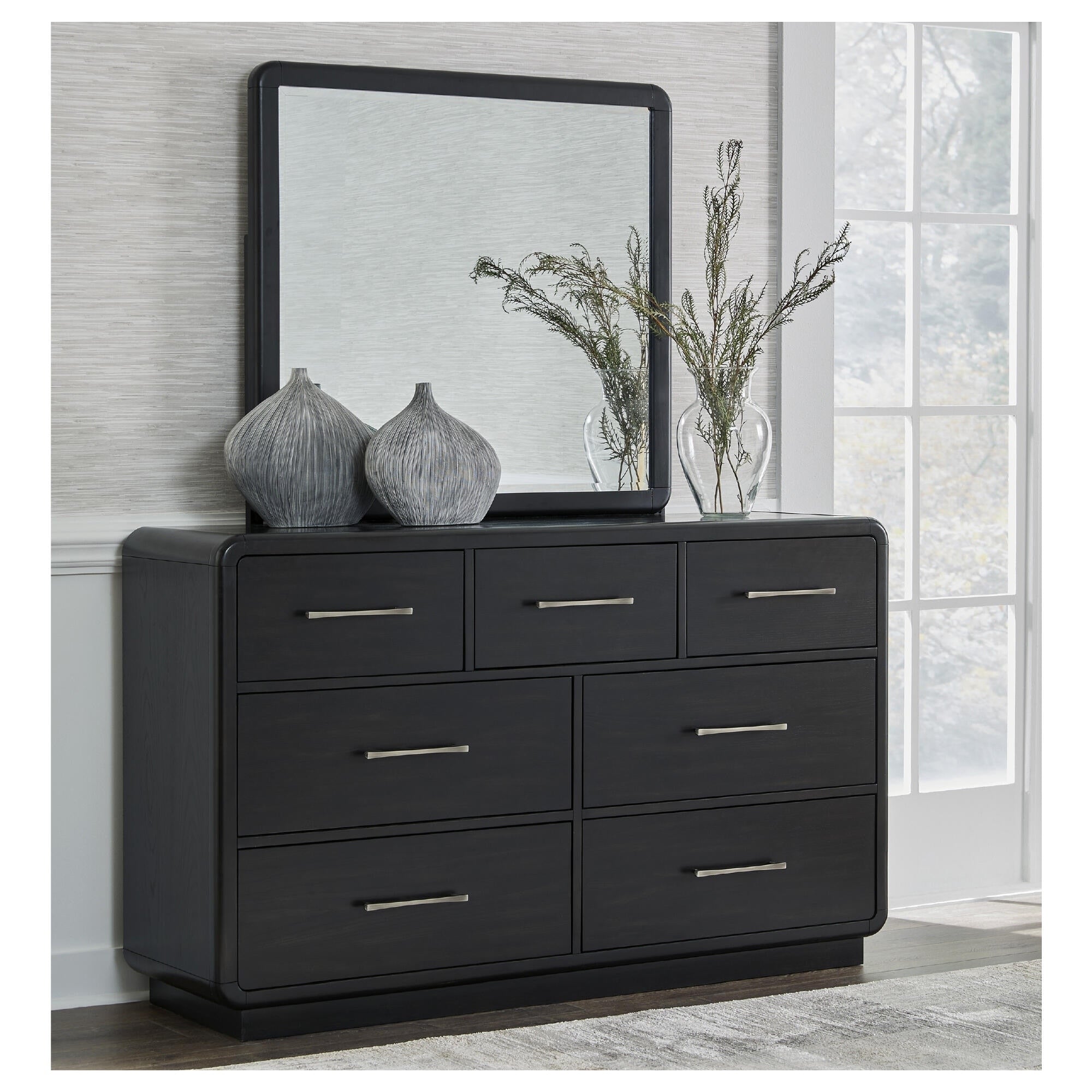 Signature Design By Ashley Rowanbeck Black Dresser And Mirror