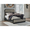 Signature Design By Ashley Rowanbeck Gray Black Queen Upholstered Panel Bed