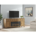 Signature Design By Ashley Sharlance Light Brown 81 Tv Stand With Electric Fireplace For Tvs Up To 93