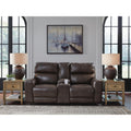 Signature Design By Ashley Side Step Brown Power Reclining Loveseat With Console 79 W X 44 D X 43 H
