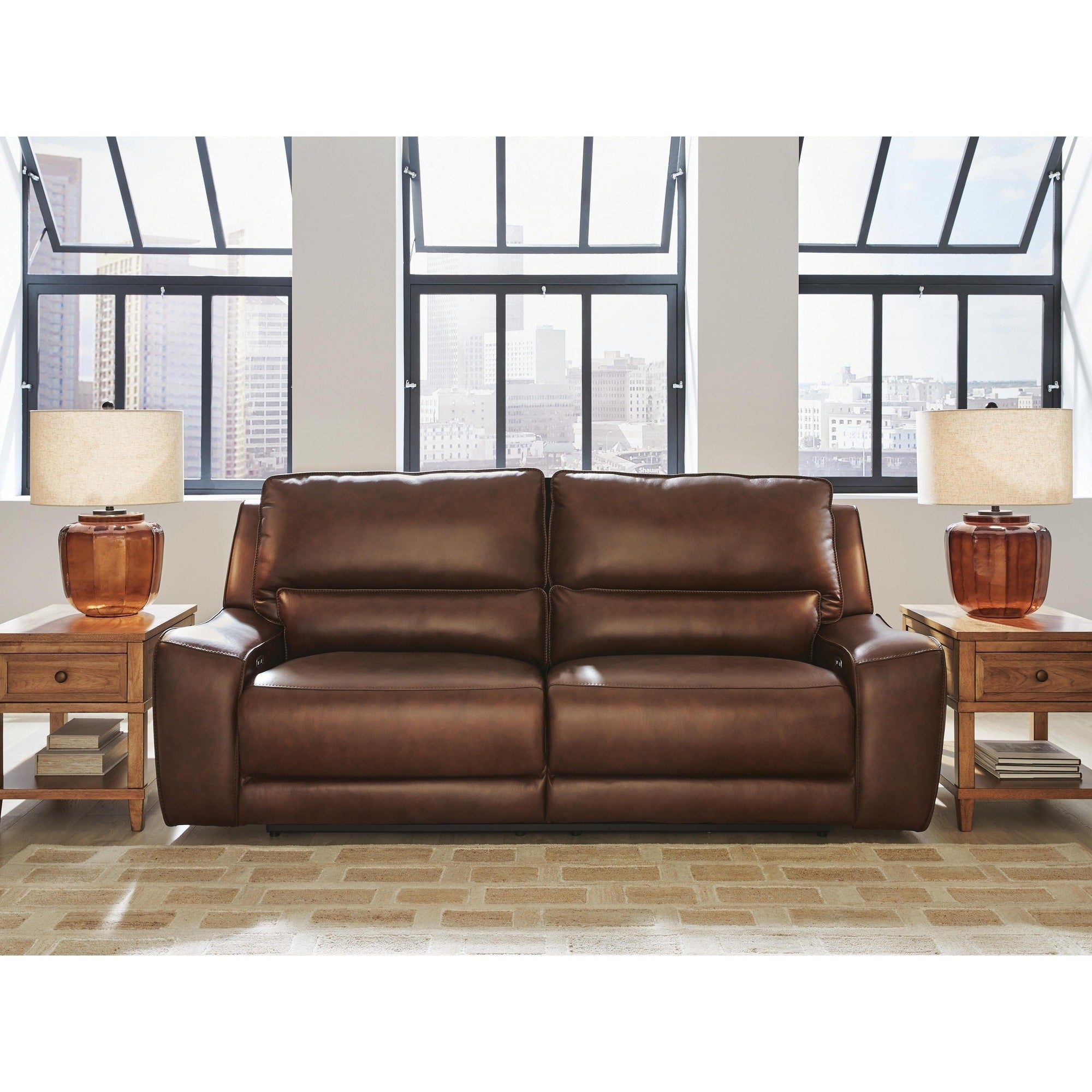 Signature Design By Ashley Spear Hill Brown Power Reclining Sofa 92 W X 43 D X 42 H