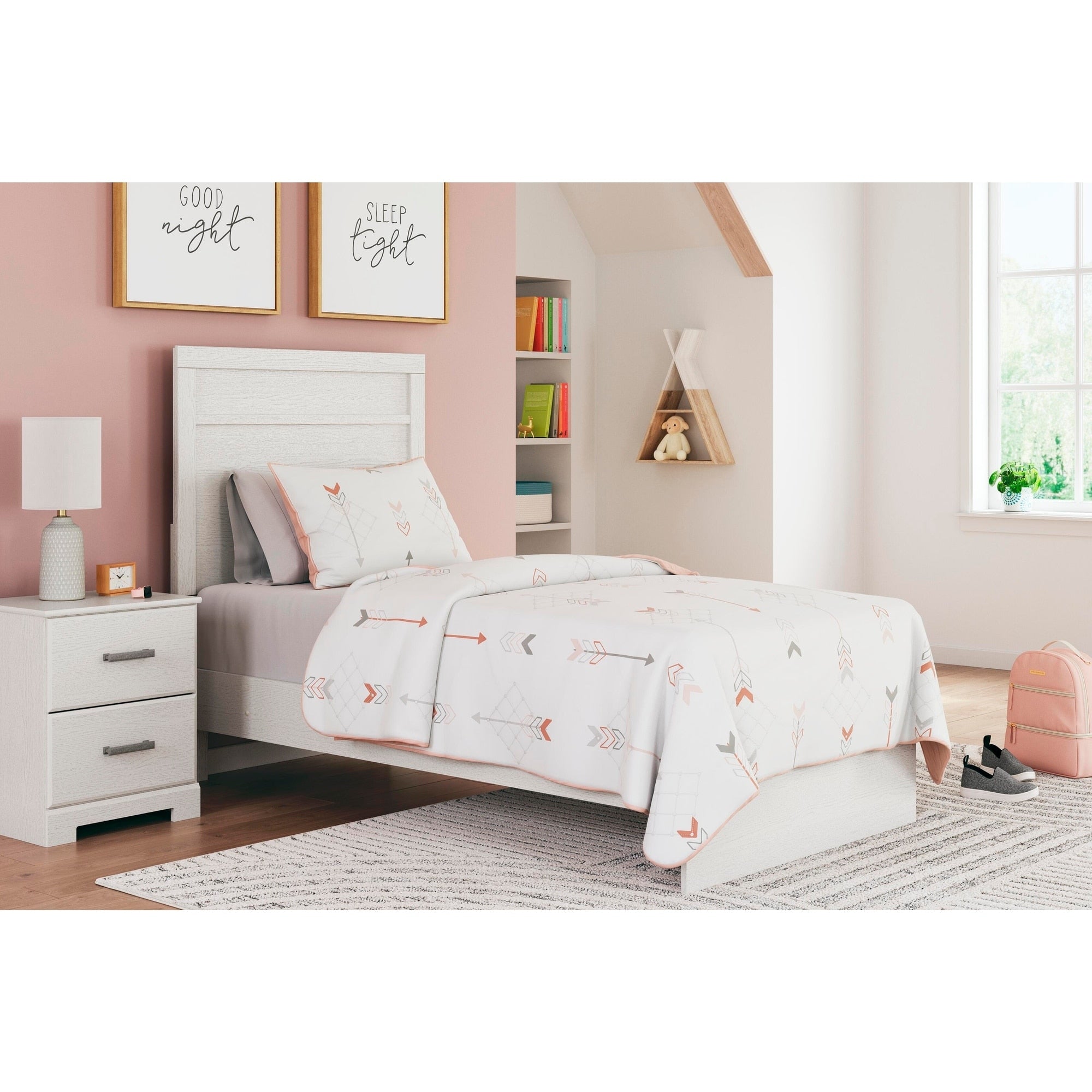 Signature Design By Ashley Stelsie White Twin Panel Bed