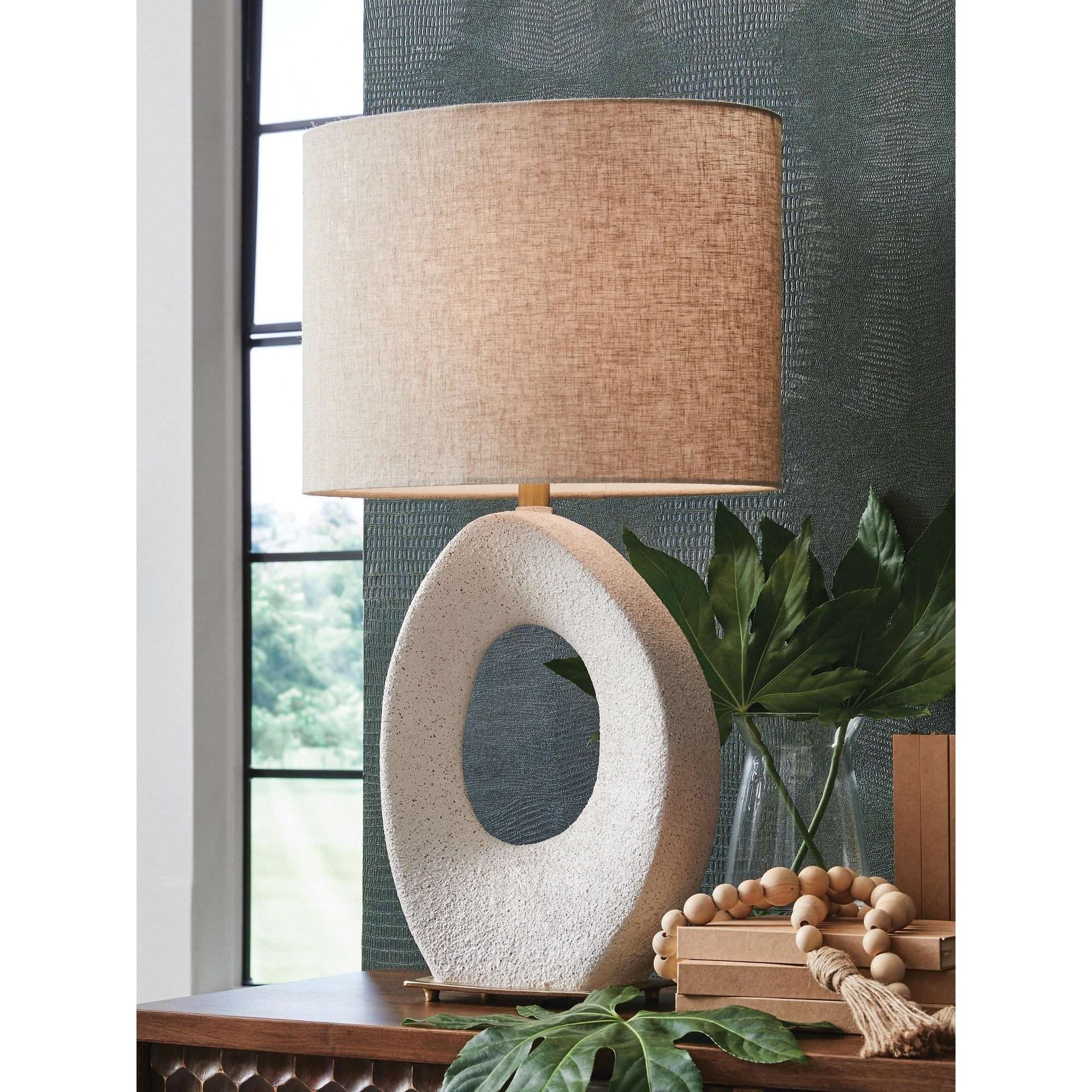 Signature Design By Ashley Trentlen Gold Beige Table Lamp 16 W X 10 D X 28 H