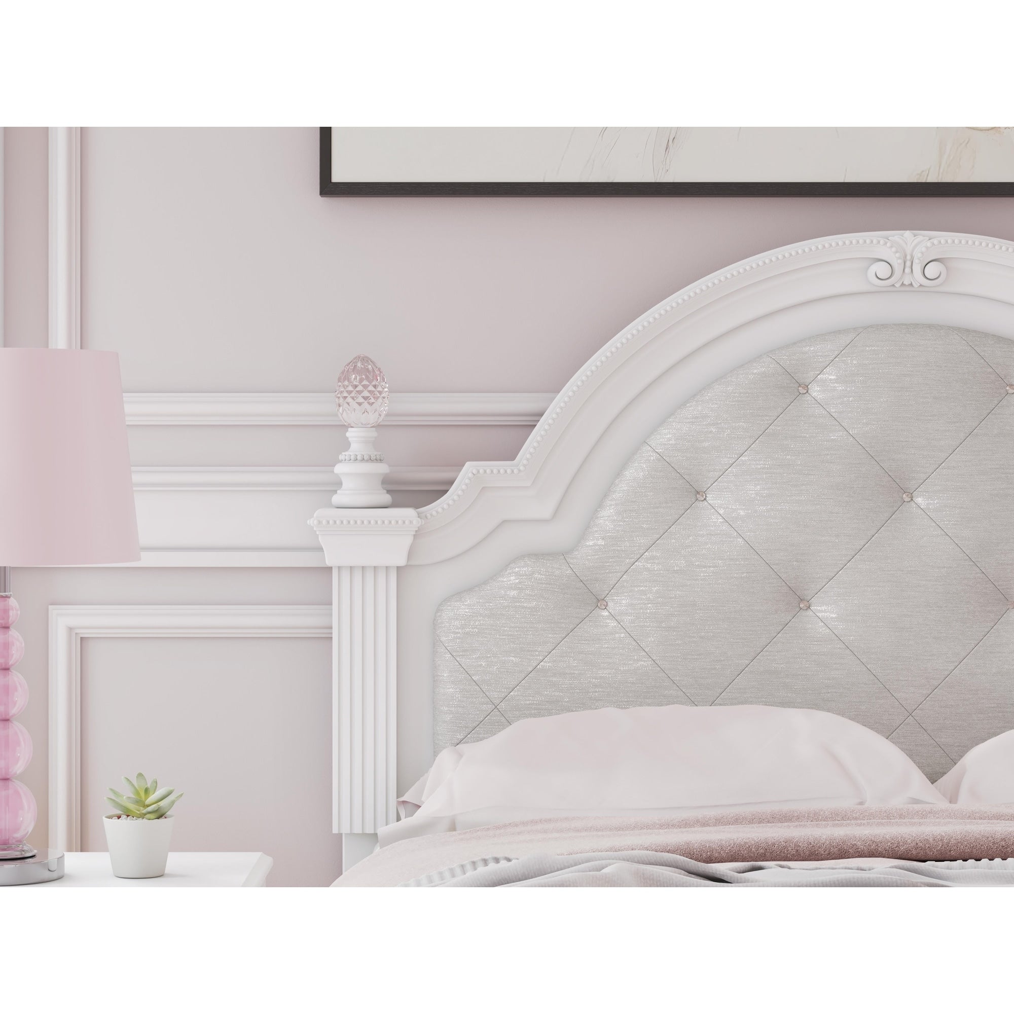Signature Design By Ashley Trindura White Full Upholstered Panel Headboard