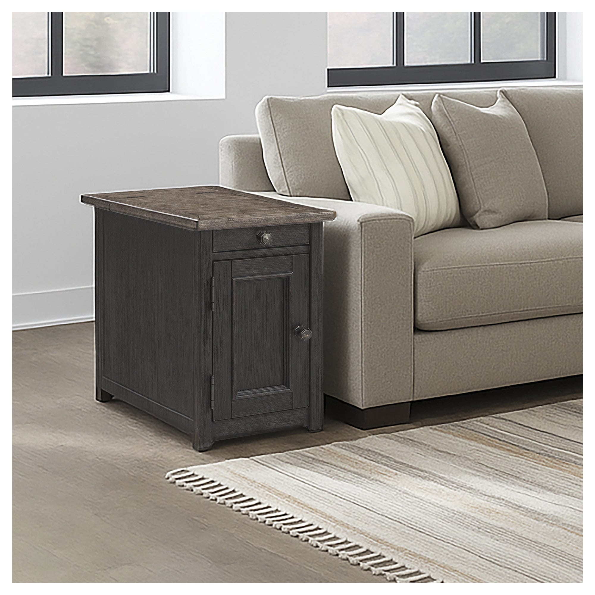 Signature Design By Ashley Tyler Creek Greyish Brown Black Wood Chairside End Table
