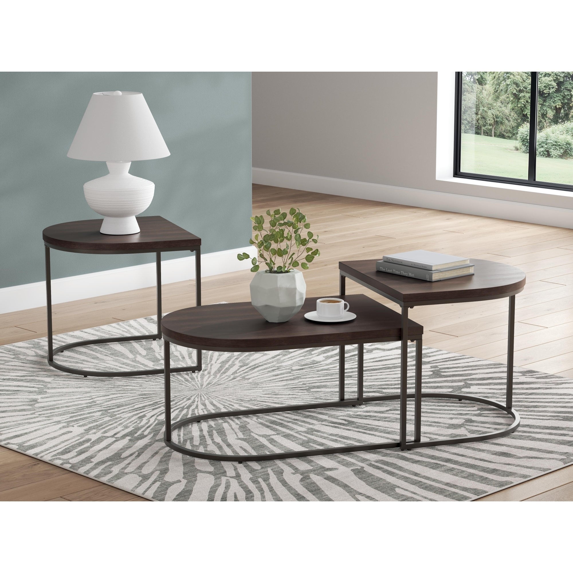 Signature Design By Ashley Vanmore Dark Brown Black Table Set Of 3 35 W X 24 D X 18 H